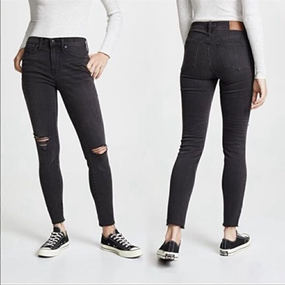 MADEWELL High Rise 9” Skinny Jeans Raw Hem Charcoal 29 - Picture 1 of 9